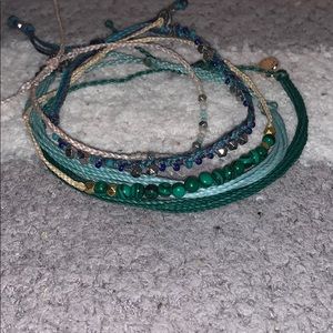 Pura Vida Blue/Green 5 bracelet bundle